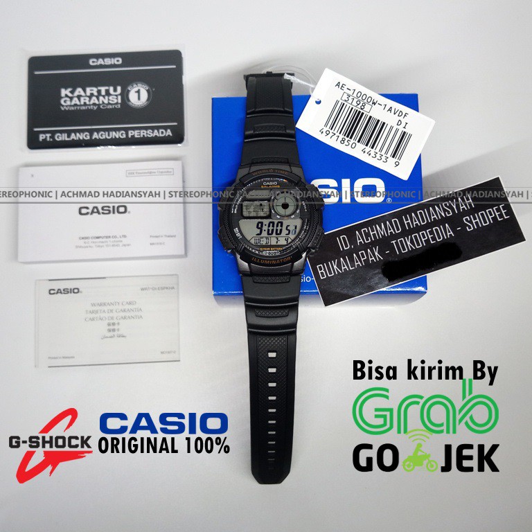 CASIO ORIGINAL AE1000W-1AVDF CASIO AE 1000W-1 CASIO Illuminator AE1000 ORIGINAL CASIO - Strap Rubber