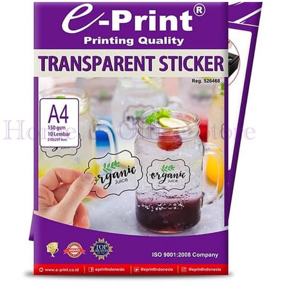 

☊ E-Print Transparent Sticker A4 / Kertas Stiker Transparan Eprint A4 ➺