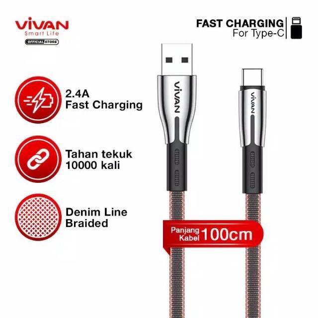VIVAN Kabel Data Tipe C BTK-C Fast Charging Original 3A-1M