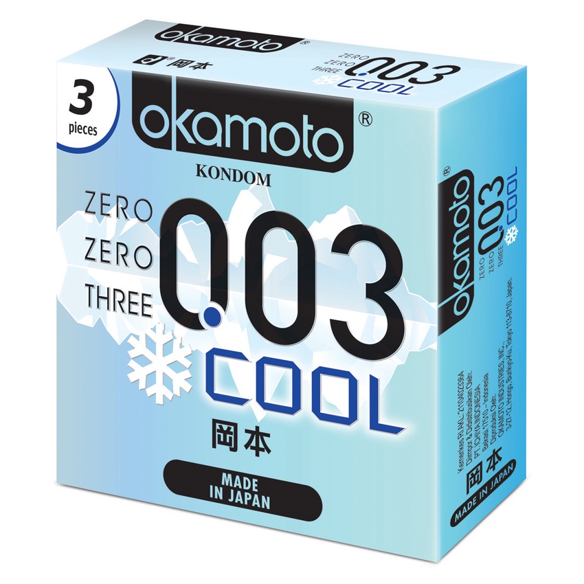 Okamoto Kondom Cool - 3 Pcs (5 Box) - Kondom Sensasi Dingin