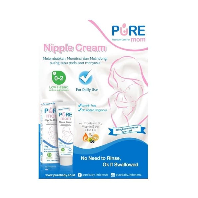 Pure Mom Nipple Cream 15g / cream lecet puting