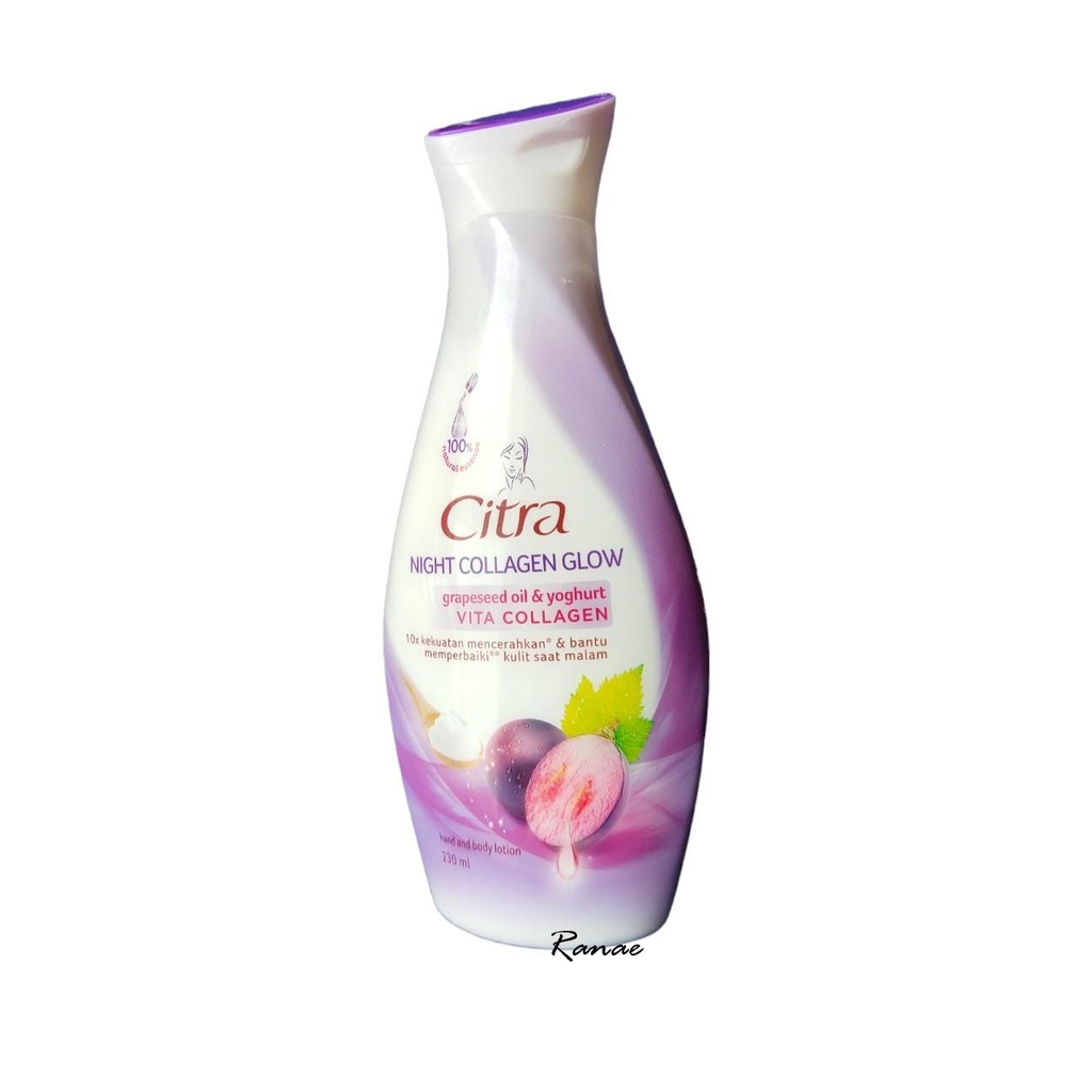 Citra Hand Body Lotion Night Whitening Grapeseed Oil &amp; Yoghurt 230 mL