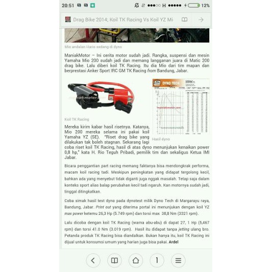 Koil TK Racing untuk motor injeksi