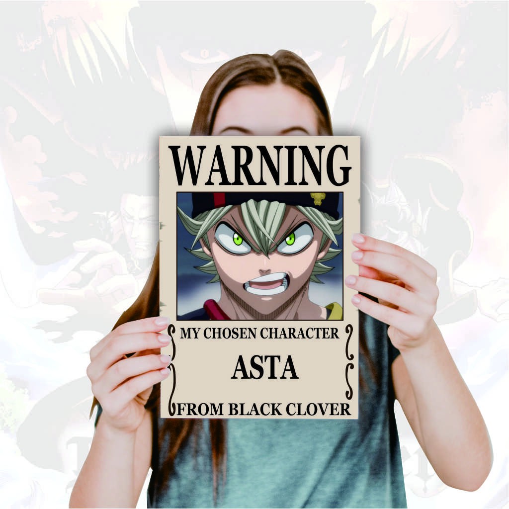 Poster Anime Warning Black Clover Koleksi A4 - Asta Yuno Yami Noelle Nacht Secre-3