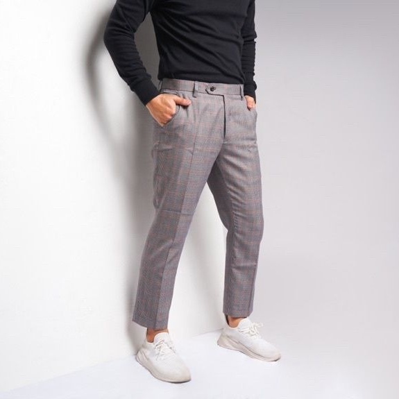 Celana Tartan Ankle Pants series Wool Import Stretch