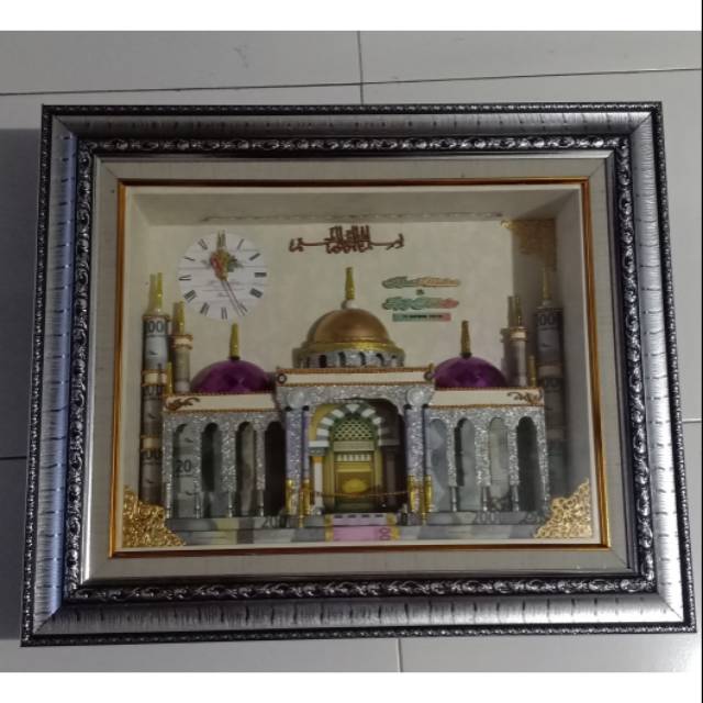 Mahar nikah masjid 3D pakai lampu LED size 45x35x10cm