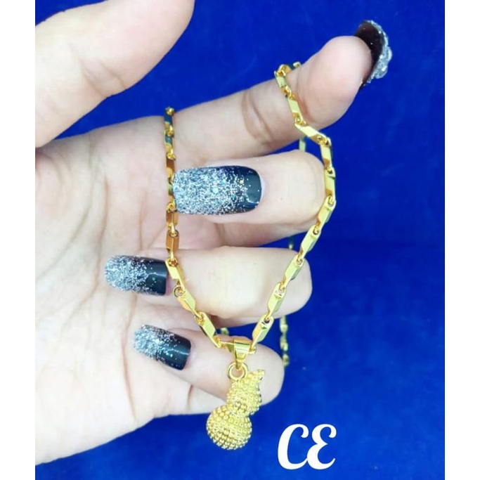 Kalung liontin emas muda perhiasan wanita dewasa kadar 35%