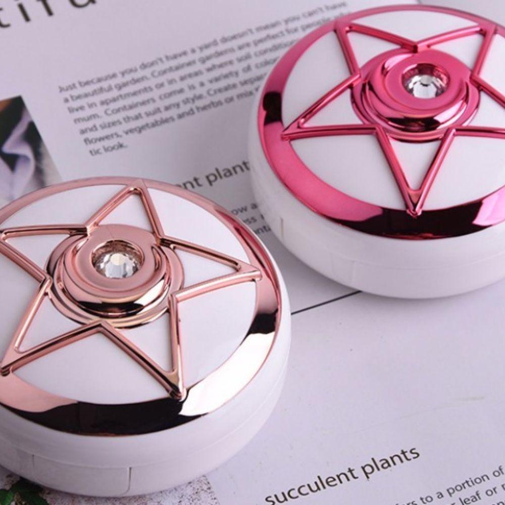 Lensa Agustina Kotak Sambung Ganda Dengan Cermin Berlian Imitasi High Quality Lens Nursing Tool Pentagram Travel Accessaries Contact Lens Holder