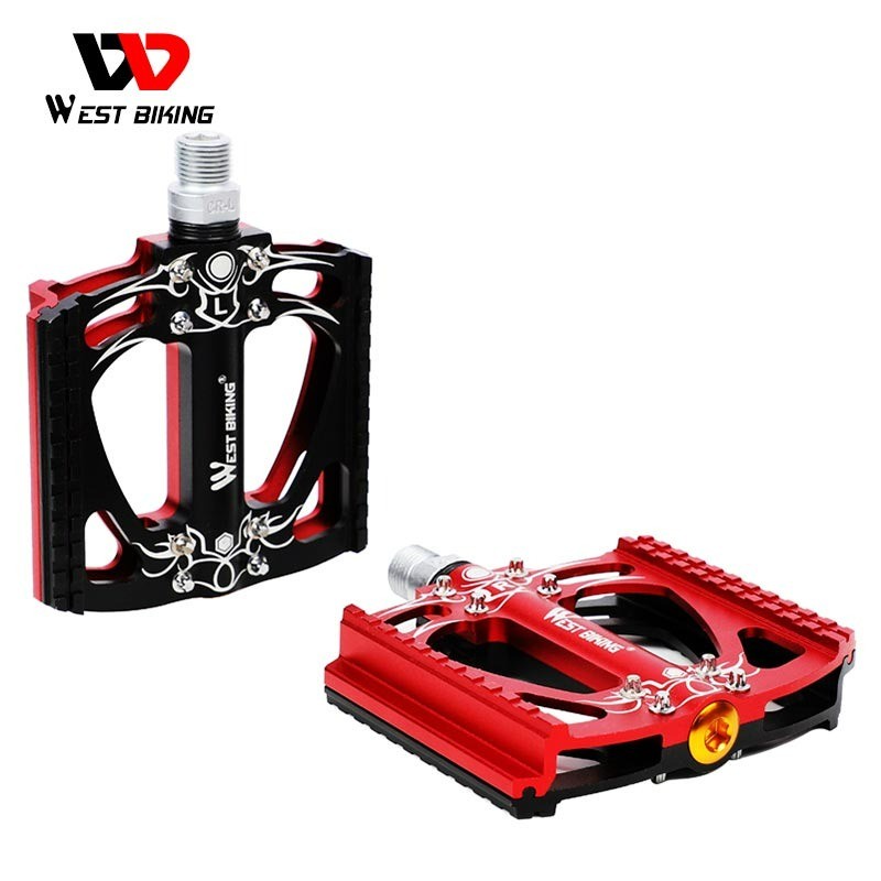 West Biking Pedal Sepeda Sealed Bearing Dua Sisi Warna Black Red