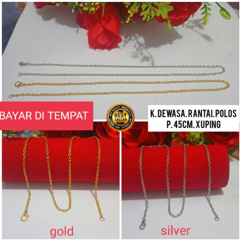 RO-27 Kalung polos pria wanita lapis emas