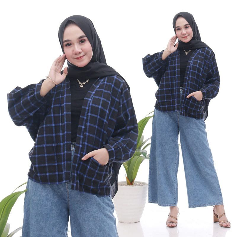 OUTER WANITA FLANEL OVERSIZE OUTER | KOTAK-KOTAK KEKINIAN TERBARU 2021