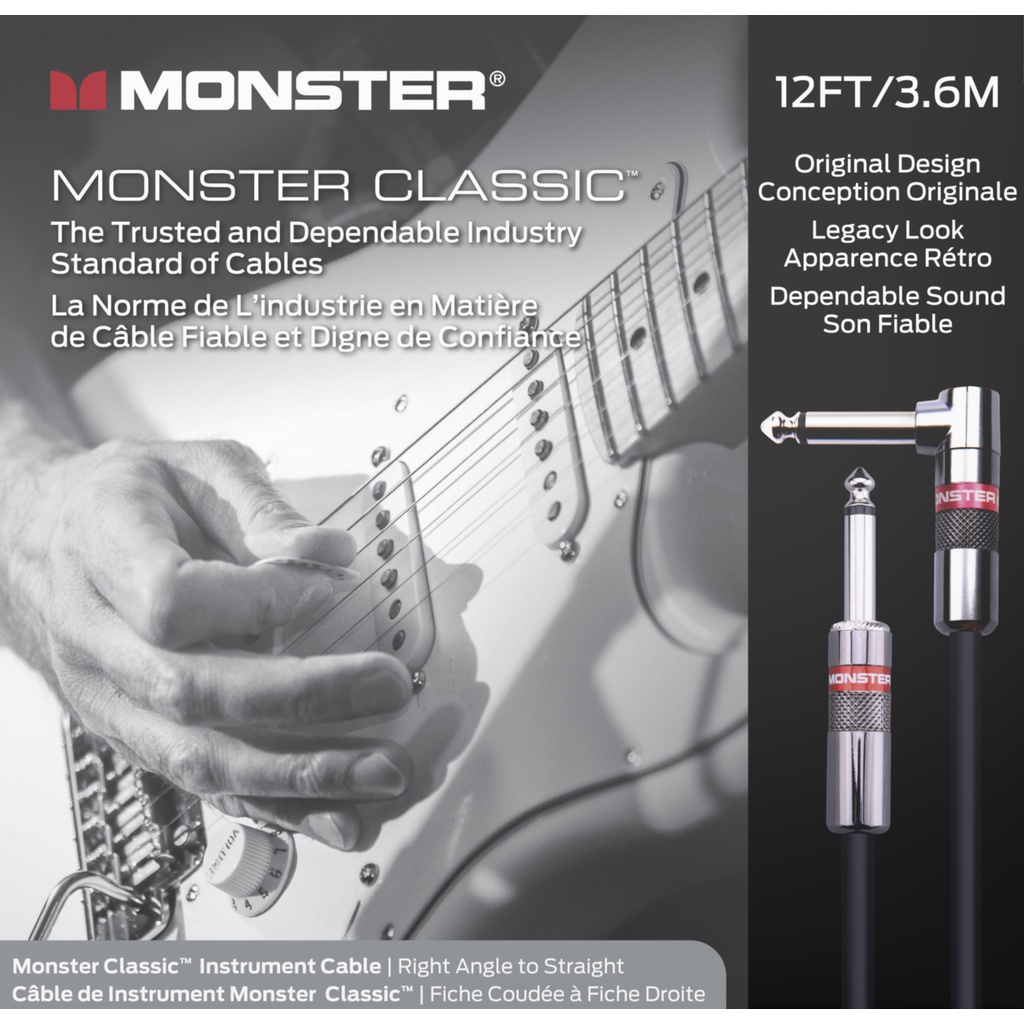 Monster Prolink Monster Classic Instrument Cable 12 ft Right Angle to Straight