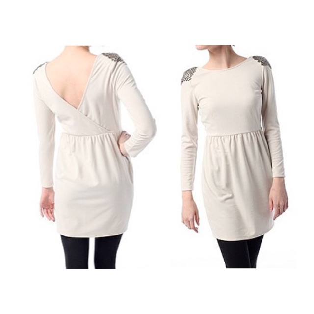 DRESS PUTIH LENGAN PANJANG (tanpa spiked bahu) POLOS