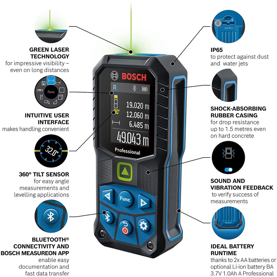 BOSCH Meteran Laser/ Laser Tool 50m GLM 50-27 CG Range Finder