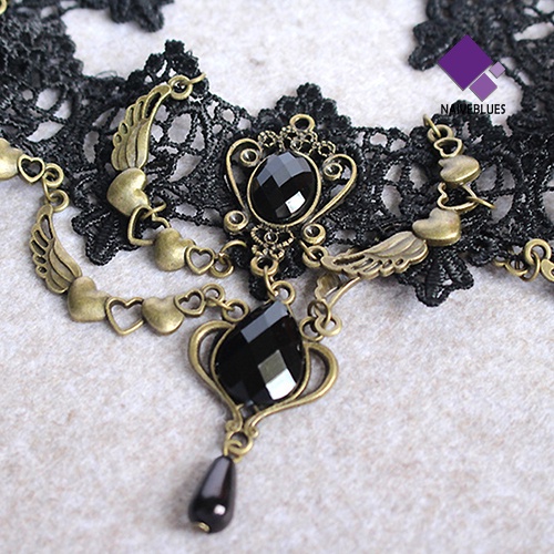 Kalung Choker Bentuk Tetesan Air Sayap Hati Gaya Vintage Gothic Steampunk Untuk Wanita