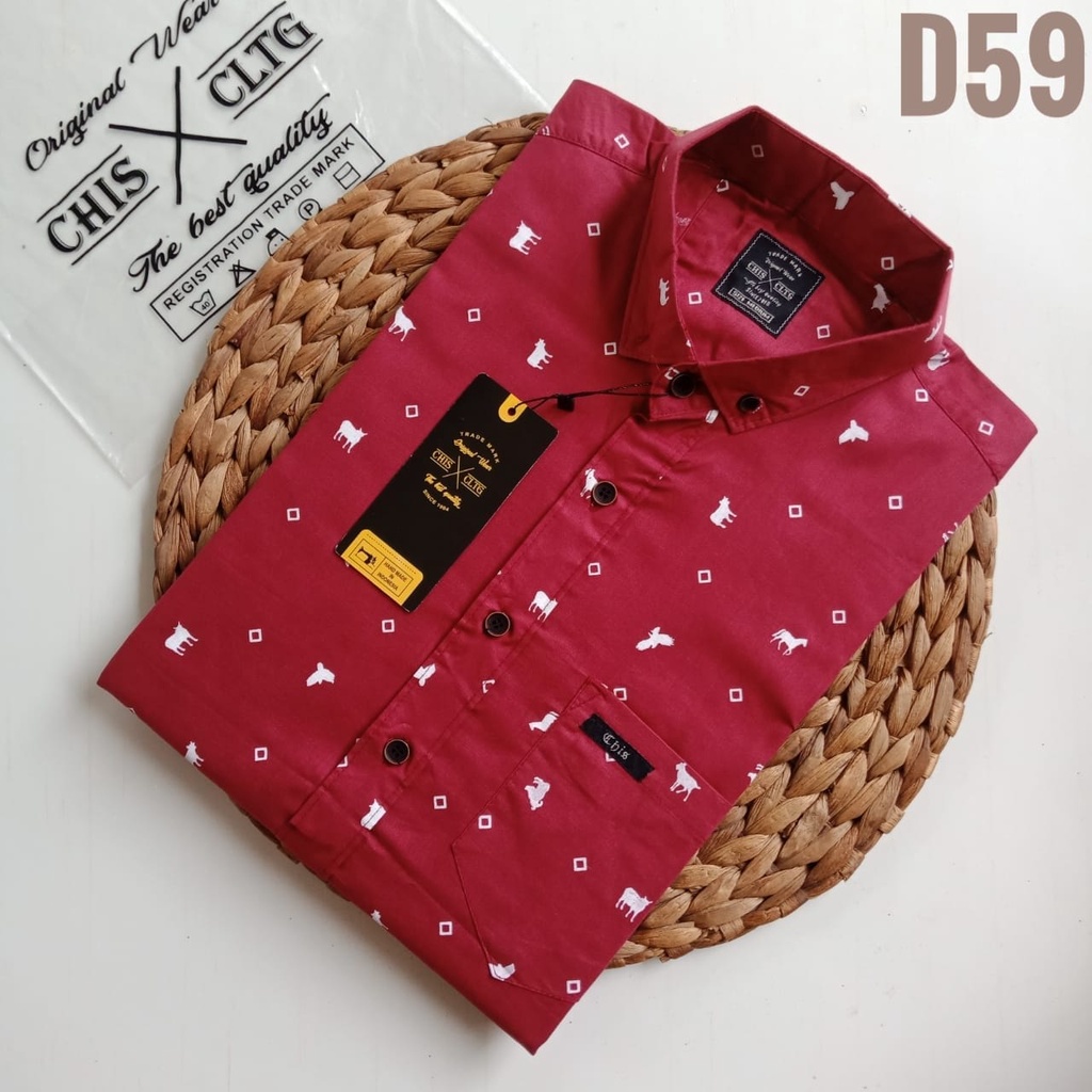 Kemeja Pria Lengan Pendek Hem Cowok distro Surfing Best Quality Motif Terkini Casual Chis Size M-XL D01