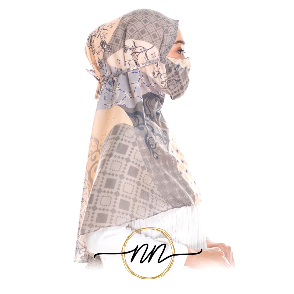 Hijab Fatimah Bergo Instan Motif,Jilbab Masker,Bergo Instan Motif Masker GROSIR!!!-Hijab Instan