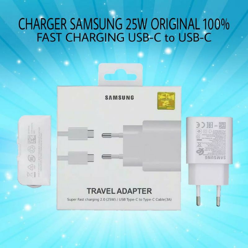 BATAM SHOPPING MALL (TUR) CAS HP TYPE C / CHARGER SAMSUNG 25W ORIGINAL 100% FAST CHARGING USB C TO U