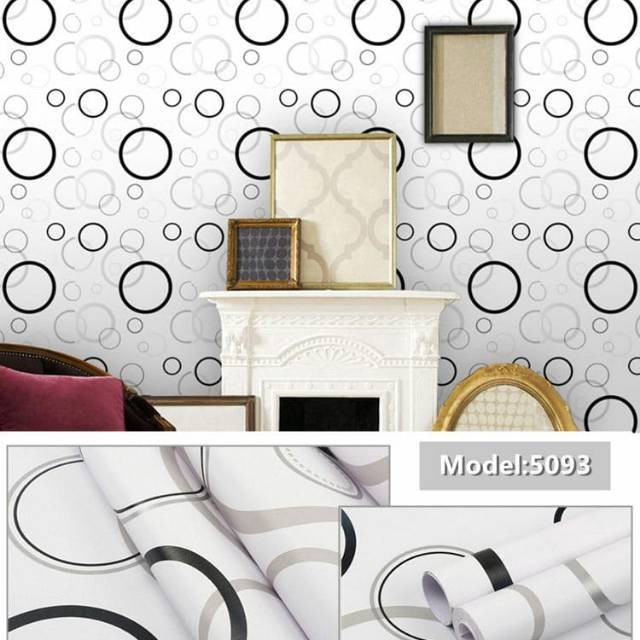 BISA COD - Wallpaper Sticker Murah Wallpaper Dinding Ruang Tamu Motif 3D Modern Polkadot White | Wallstiker Ruang Tamu Kamar Tidur Anak