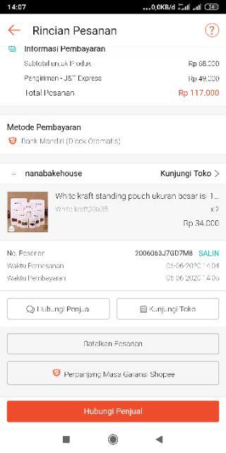 White Kraft Standing Pouch Ukuran Besar Isi 10 Pcs
