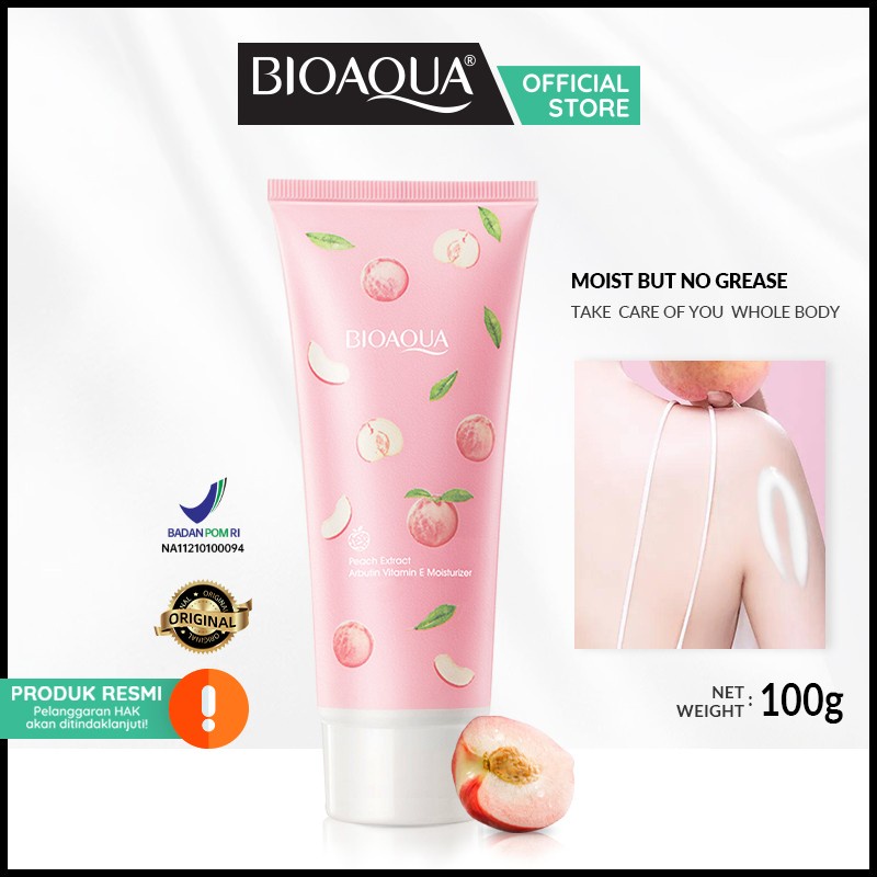 Bioaqua Peach Extract Arbutin Vitamin E Moisturizer 100gr