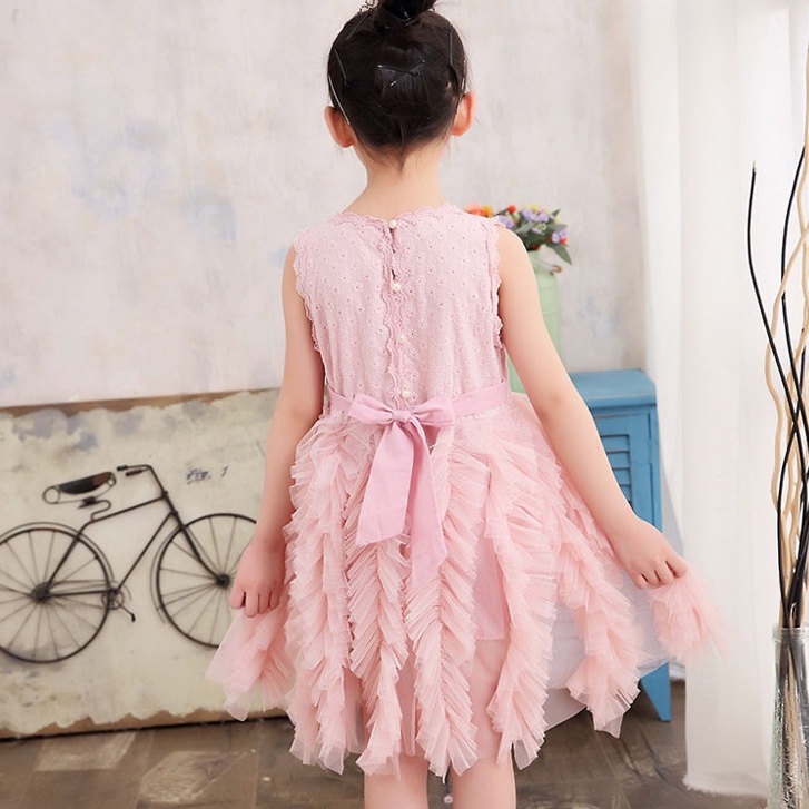 DR38-Dress Pesta Anak Perempuan Rumbai