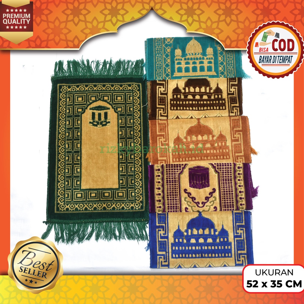Sajadah Bulu Turki Turkey Turkiye Kecil Murah / Sajadah Beludru Muka Mini Untuk Sholat ukuran 35 x 55 cm / Sajadah Anak Dewasa Remaja Orang Tua / Oleh Oleh Haji dan Umroh Umrah / Sajadah Travel