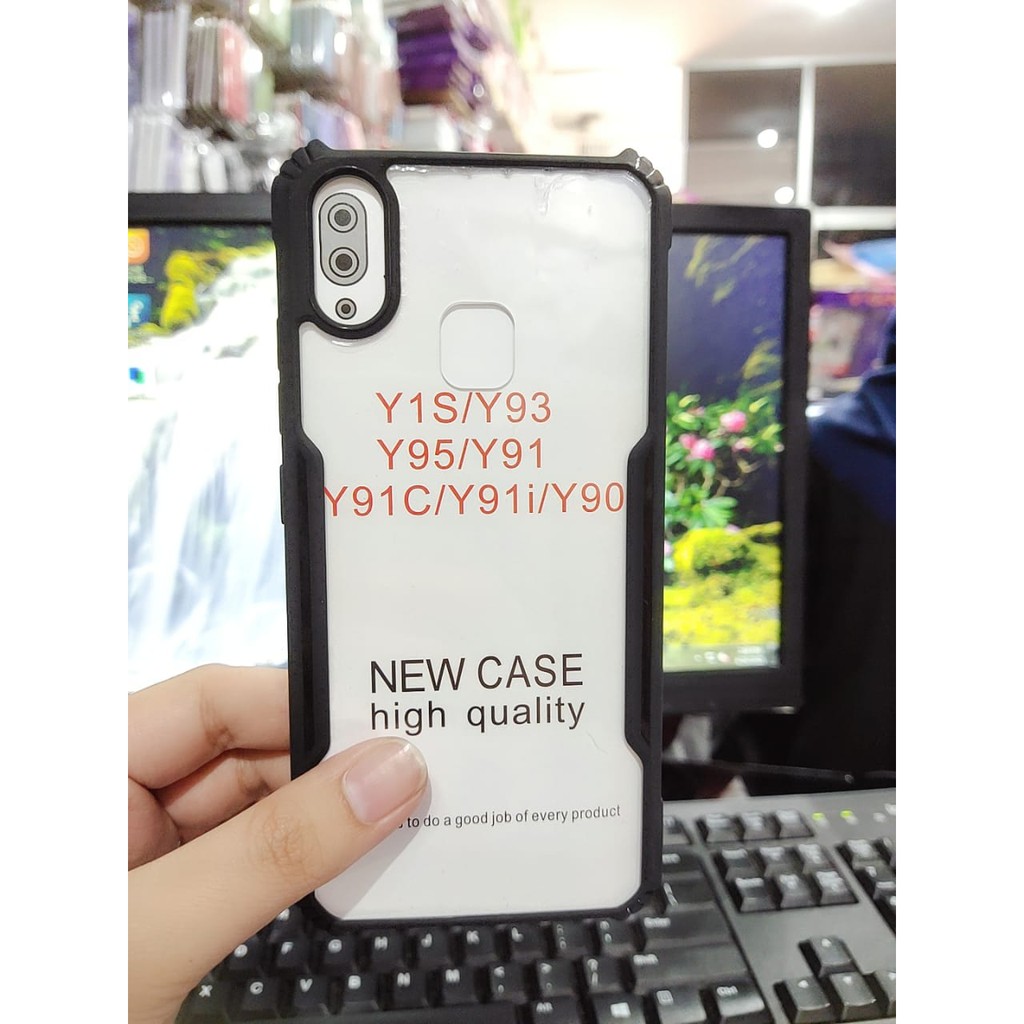 Anti Shocking Vivo Y91 Y95 Y93 Fingerprint 6.22 Inch Hardcase List Hitam Acrylic Case