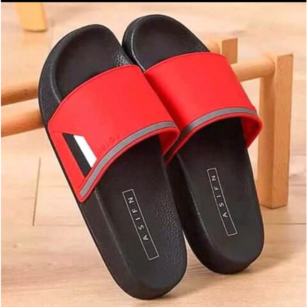 Flip Sandal afsin Merah slip On Pria wanita Karet Unisex terbaru ori
