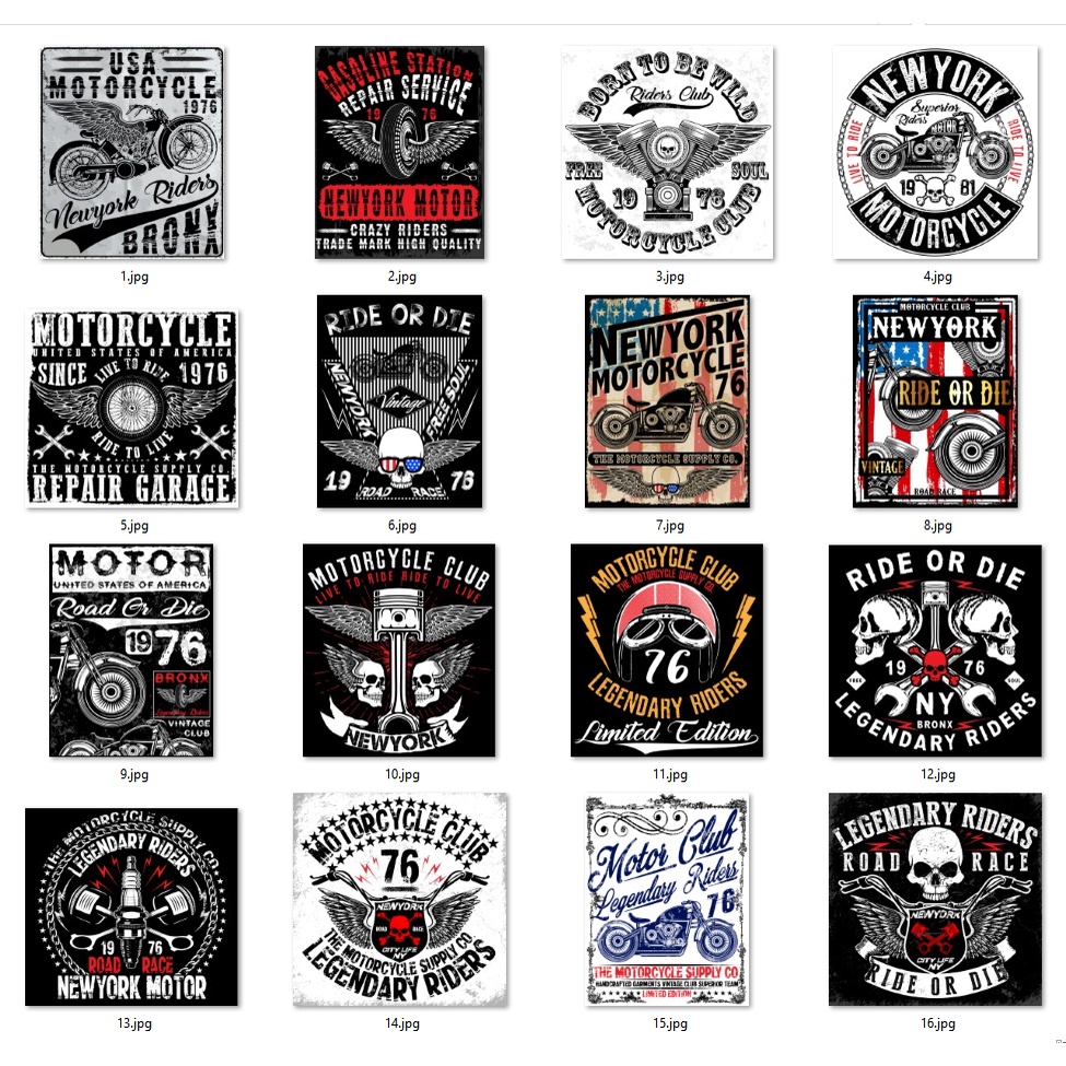 40 T-Shirt Designs Motorcycle Club - Coreldraw