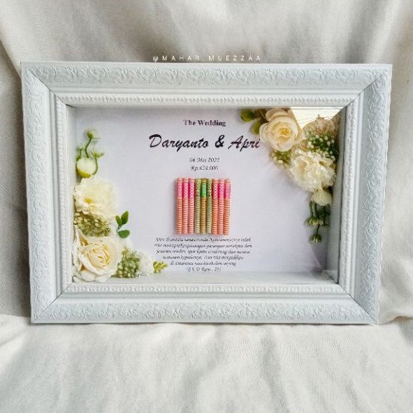 MAHAR FRAME RUSTIC UANG KERTAS / MAS KAWIN EMAS ANTAM LOGAM MULIA / MAHAR PIGURA SIMPLE KEKINIAN