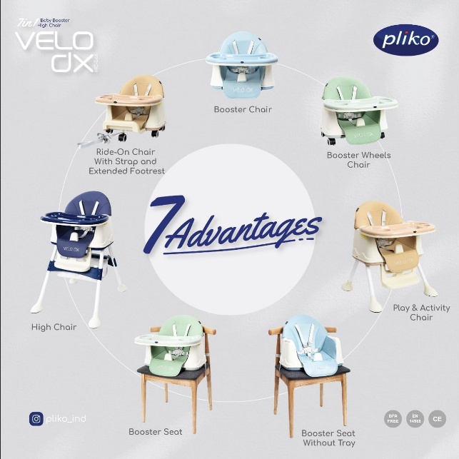 MAK290 PLIKO KURSI MAKAN HIGH CHAIR VELO DX HC566