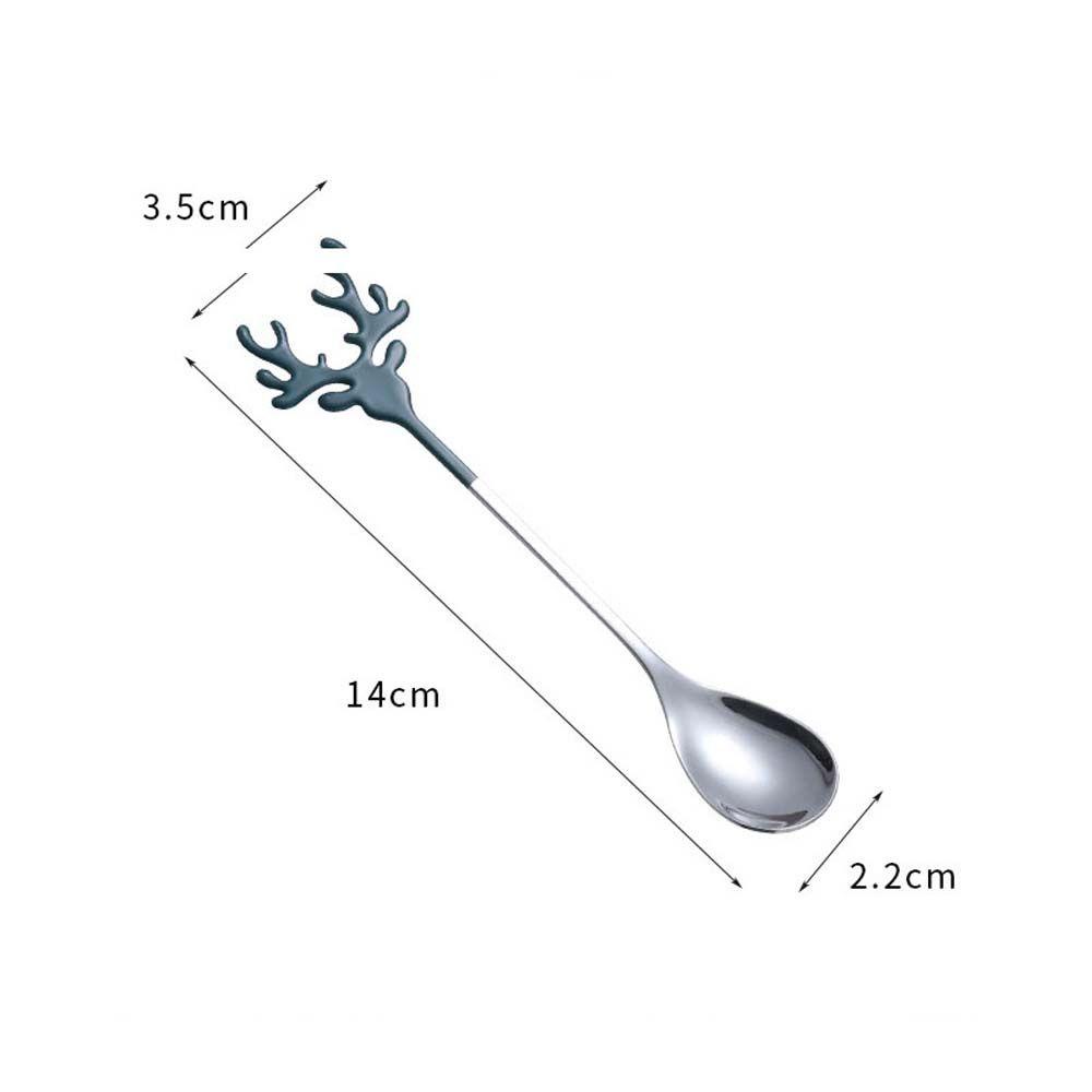 Nickolas1 Sendok Kopi Stainless Steel Kualitas Tinggi Natal Elk Deer Head Dessert Stirring Spoon