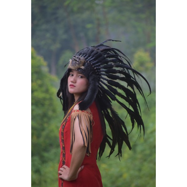 TOPI INDIAN - INDIAN HEADDRESS SMALL AYAM KENING  SRIGALA HITAM