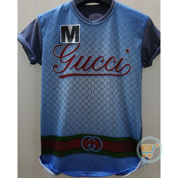 TSHIRT GUCCI ELEGANT BLUE BAJU PRIA REMAJA DEWASA KAOS SANTAI PERGI OK