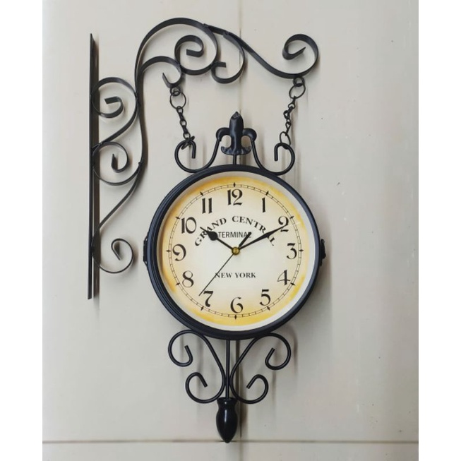 Jam gantung vintage 2 sisi model rantai grand central