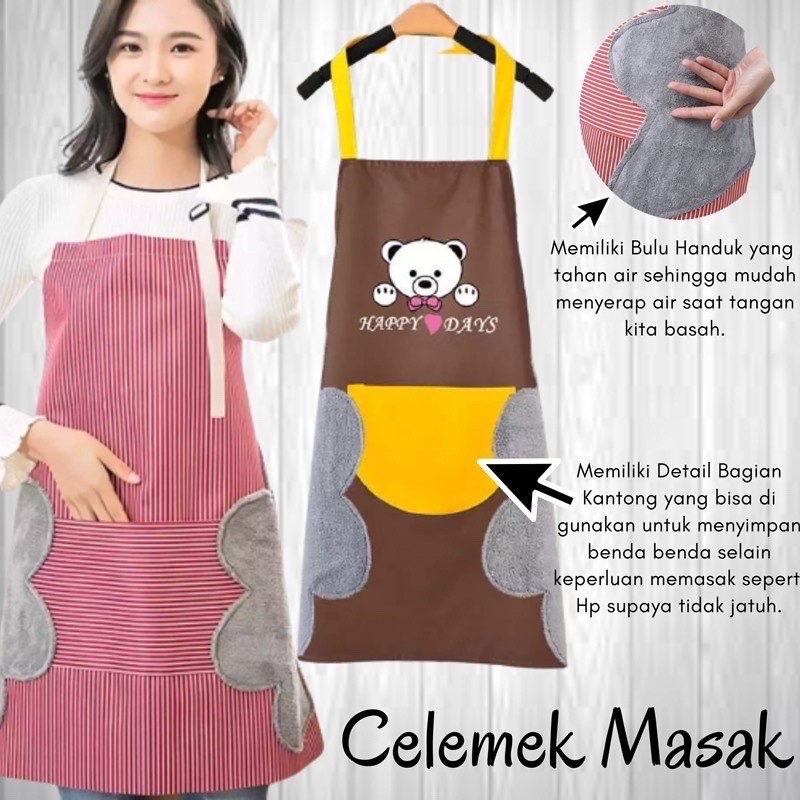 Celemek Dapur Anti Air Minyak bisa Lap Tangan Bahan PREMIUM / Celemek Anti Minyak Air