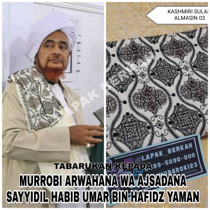 sorban kashmiri sulam warna cream brand almas surban kasmiri import rida bordir