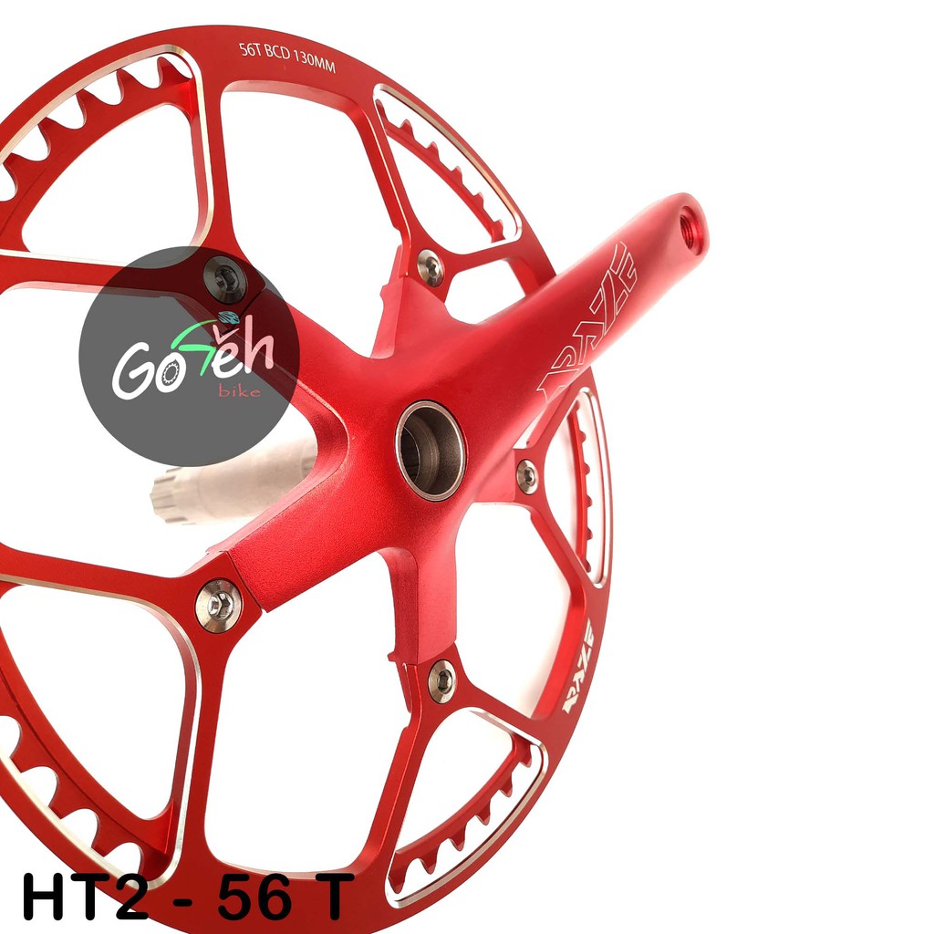 Crank Crankset RAZE PRO HT2 HollowTech-2 56T BCD130 AL Sepeda Lipat RED