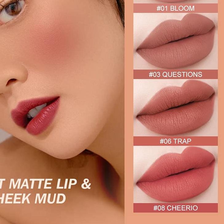 ♟ [] O.TWO.O Lip Clay Velvet Cream Matte Lipstick Waterproof Lip Tint & Cheek Mud OtwoO Liptint Lipc
