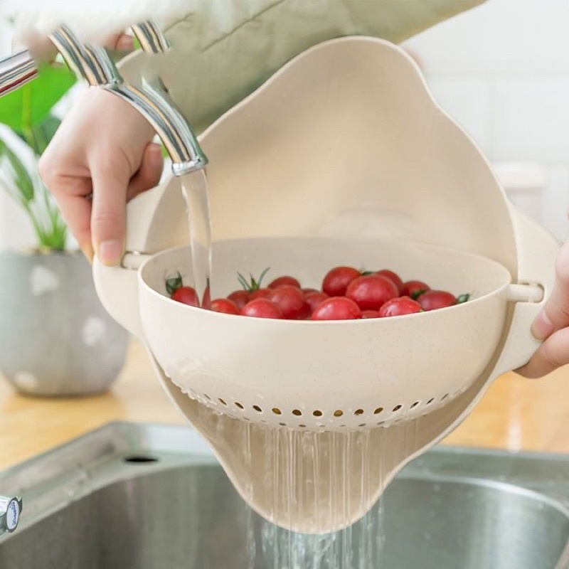 wadah baskom penyaring atau pencuci beras buah dan sayur dll 2in1