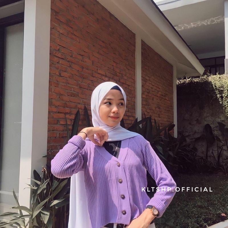 BIG BUTTON CARDY / CARDY RAJUT LILAC/ SWEATER CROP