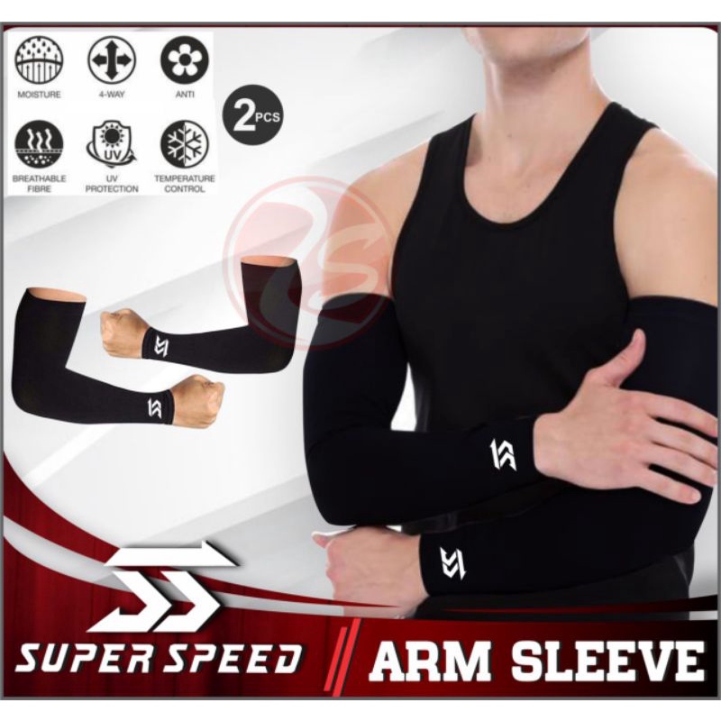 Skin deker arm sleeve motif manset tangan motif sarung tangan hitam super speed sambung tangan hitam