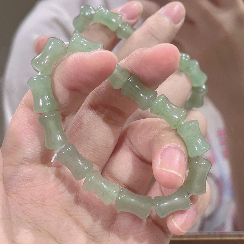 Gelang Tangan Manik-Manik Batu Jade Bambu Natural Untuk Wanita ACKER