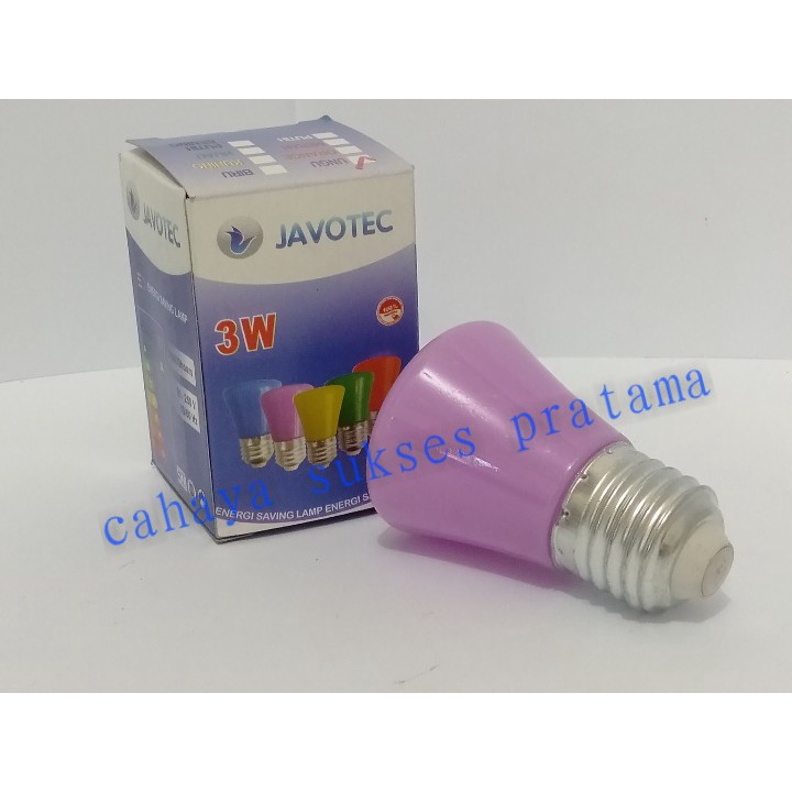 Lampu Led Jambu/Bohlam Warna Warni Model Prisma/Kotak 3W Javotec