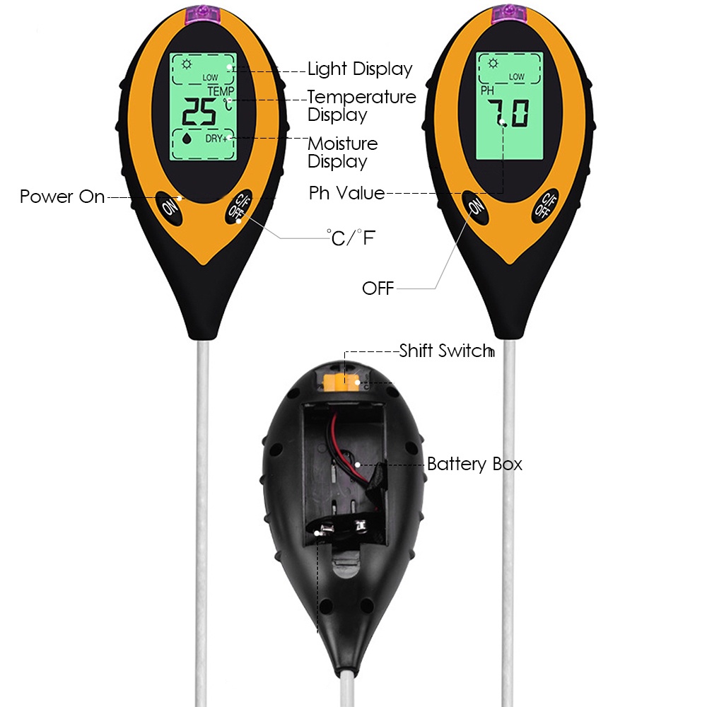 COD 3/4 IN 1 Soil Analyzer Tanah Tester Meter Moisture Meter PH Meter Sunlight Meter Suhu Alat Ukur