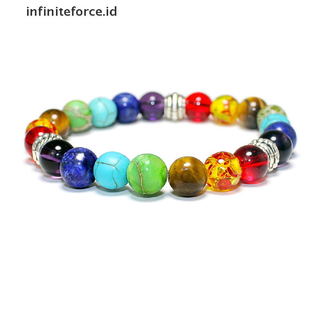 Infiniteforce.id Gelang Tangan Unisex Dewasa Manik Batu Alam 7 Chakra Penyembuhan Balance