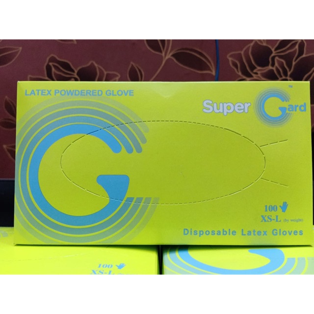 Sarung tangan supergard latex medis 1box isi 100pcs terdaftar kemenkes RI ALKES,ISO,FDA,MSDS