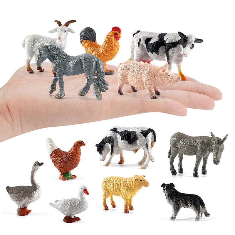 Mary Set Patung Hewan Miniatur Plastik Fairy Farm Mini Animal Realistis Micro Tiny Animals Untuk Ulang Tahun Balita Pr