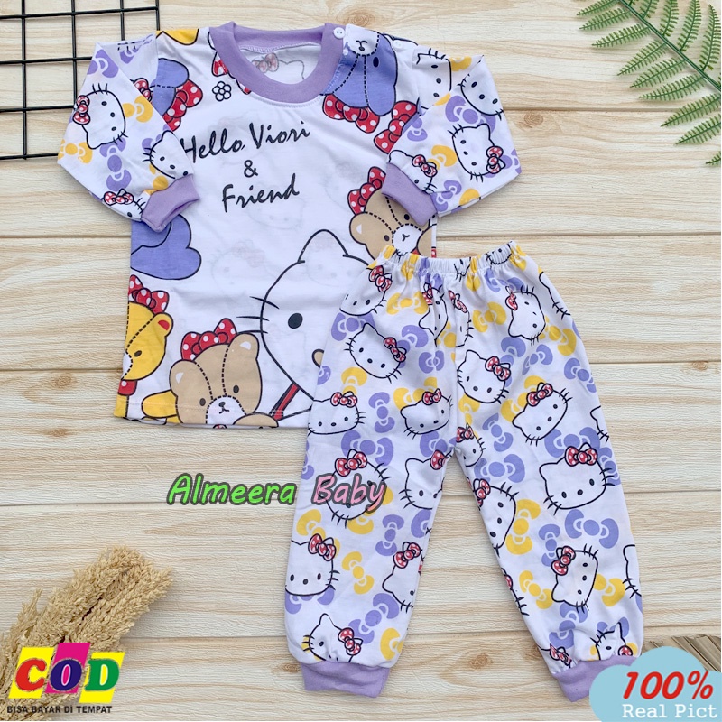 Setelan Baju bayi Perempuan Piyama Bayi Motif Hello Kitty Usia 3-12 Bulan Almeera Baby and Kids